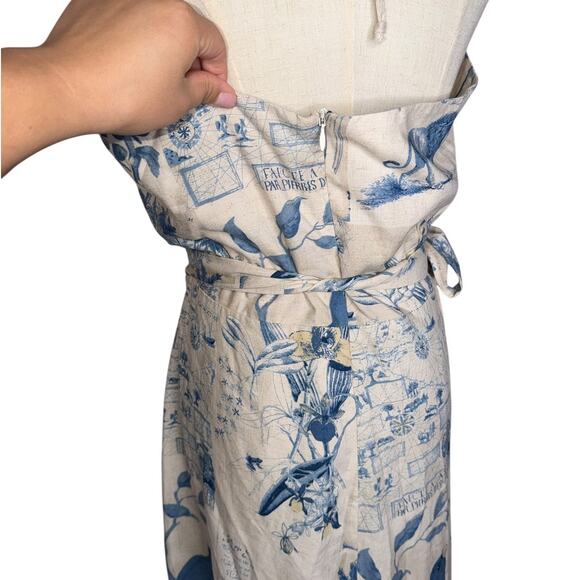 Reformation Umbria Midi Wrap Dress Size 12 Vacation Summer Lightweight Linen - Picture 9 of 12